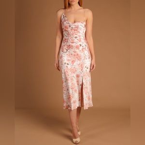 Floral Midi Dress in Pink and White